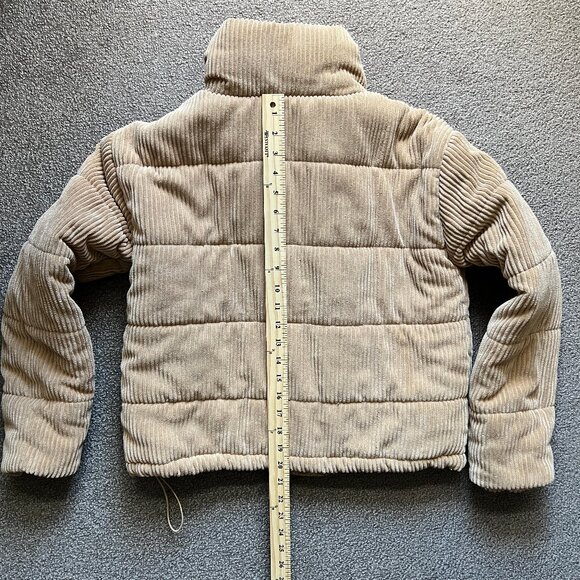 7 for All Mankind Women's Corduroy Cropped Puffer Jacket Tan Brown | Size S - Picture 7 of 9